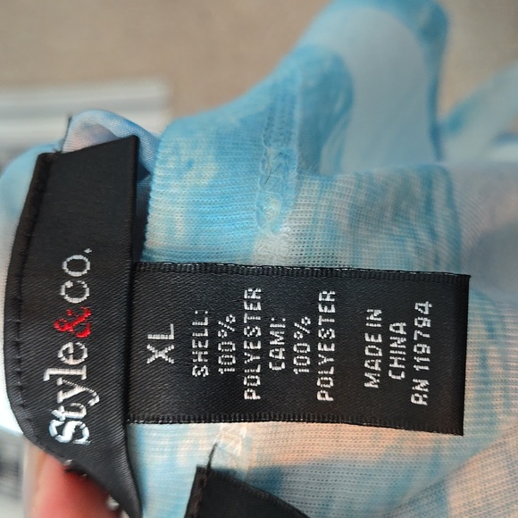 STYLE & Co Sheer poncho with tank top blue & orange hues size XL - Picture 9 of 9